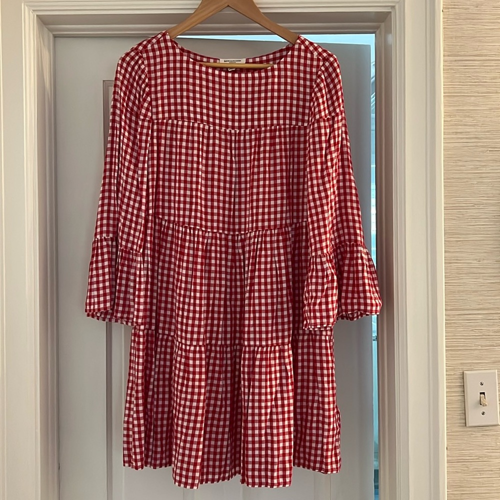 Beach lunch lounge red check dress